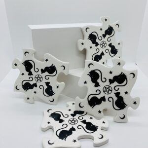 Set of 4 Cat Coasters (jigsaw)